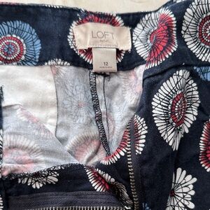 LOFT Navy Shorts with Red and Blue Floral Design